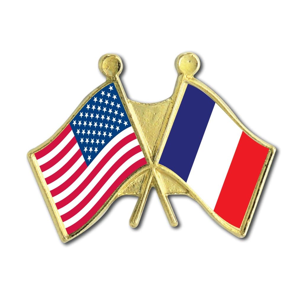 US/French Crossed Flags Lapel Pins (25 Pack)