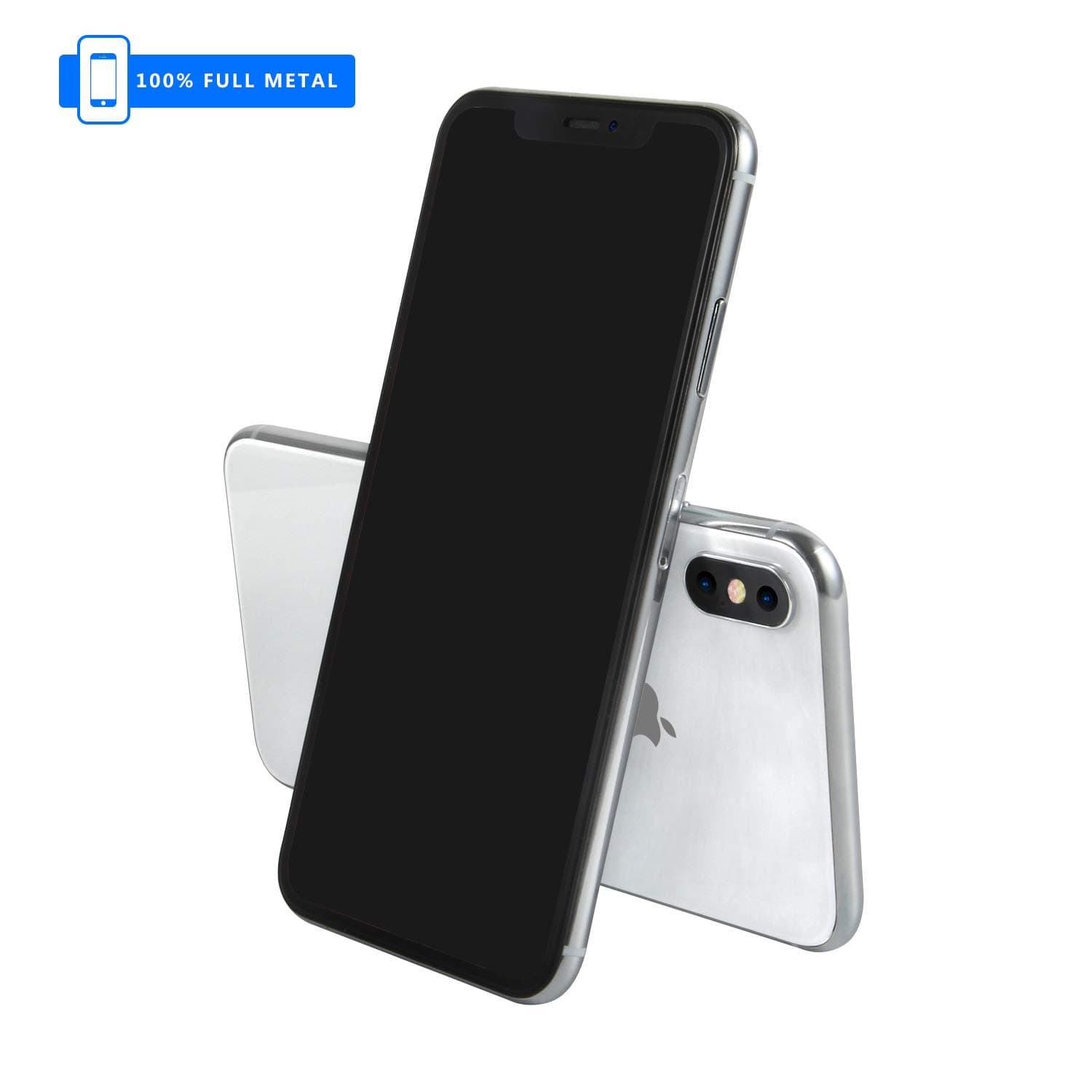 3rd Generation [Full Metal] Fake Dummy Display Compatible with Apple iPhone [Non-Working] 1:1 Scale Phone XS MAX 6.5 inches (Silver Black Screen)