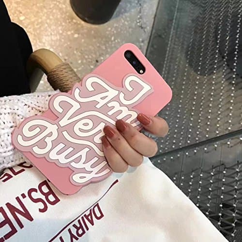 CHOCOCASE I Am Busy Case for iPhone 7 Plus 7+ 5.5" Screen Soft Silicone Material Cool Style 3D Cartoon Cute High Fashion Stylish Kids Teens Girls Women Protective