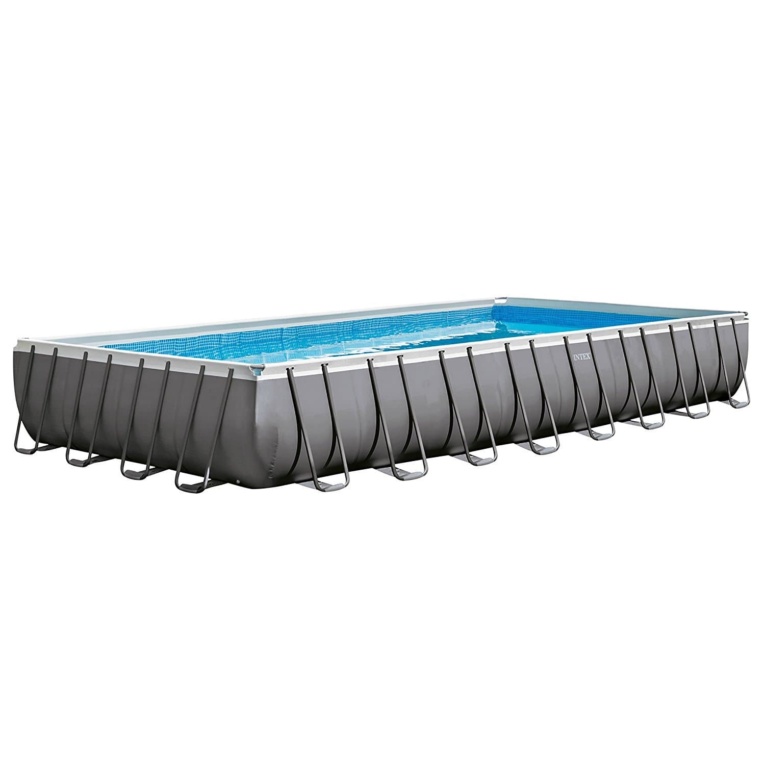 Intex 32ft x 16ft x 52 inches Rectangular Swimming Pool Ultra Frame Design with Sand Filter, Ladder, Ground Cloth and Pool Cover 2018 Model with factory fitted UK 3 pin plug
