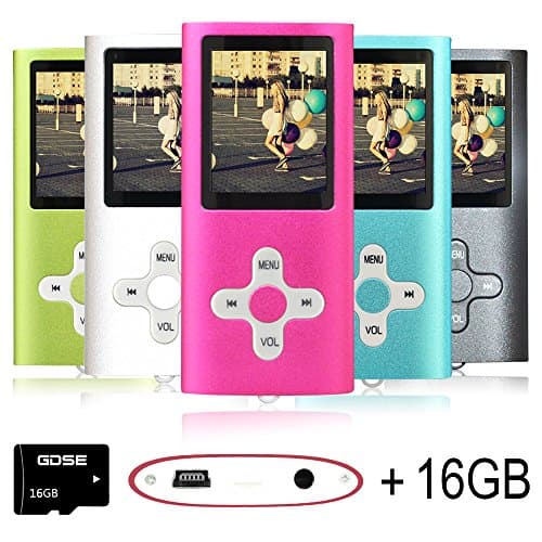 Goldenseller 16GB Mp3 Player Mp4 Player for a Micro SD Card Slot, Media Player, Music Player, Portable Videos Player,Voice Recording Player (Pink)