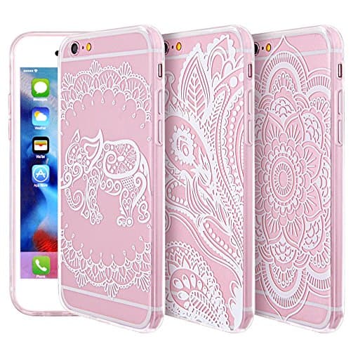 AiGoo 3-Pack Ultra Thin Clear Soft Silicone Art Pattern Hard Back Protective Case for iPhone 6, iPhone 6s (4.7 inches)
