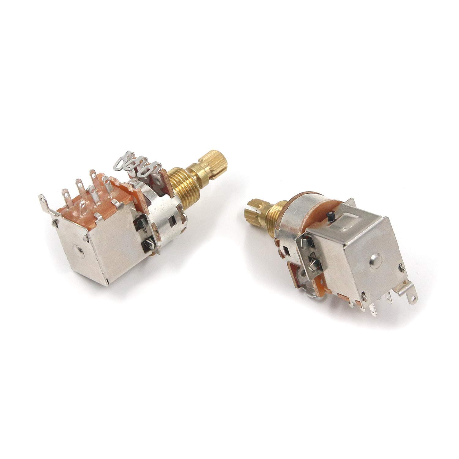 Geesatis A250K 2 PCS Split Shaft Audio Taper Push Pull Short Shaft Audio Taper Potentiometers/Pots, Volume Tone Switch Pots Short Shaft, with Nut and Washer for Guitar Bass