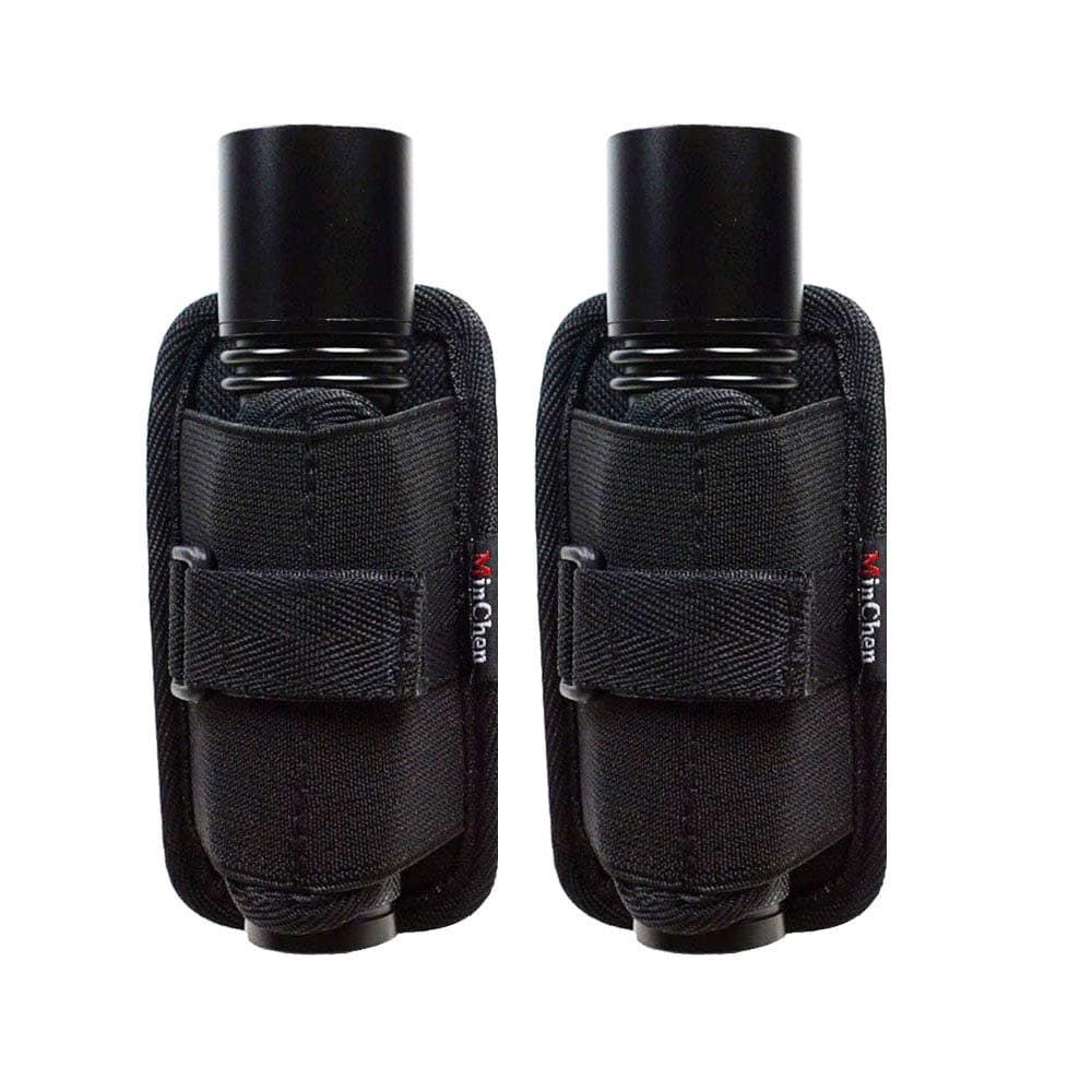 MinChen Pack of 2 Holsters Flashlight Pouch Holster Handheld Flashlight Belt Carry Case Holder with 360 Degree Rotatable Clip