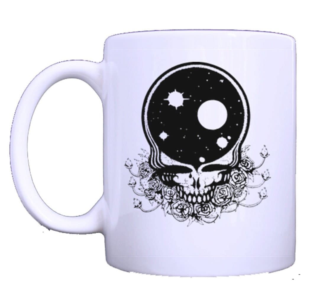 White Ceramic Mug Tea Mug Coffee Cup in 11oz sizes Dead Skull Print