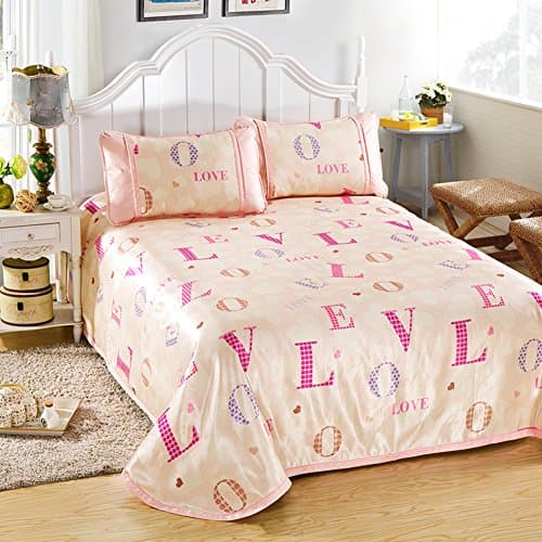 Summer Ice Silk Seats Three Sets/Printing Mat/Folding Washable Air-conditioned Seats(1 Mat+2 Pillowcase)-U Queen1