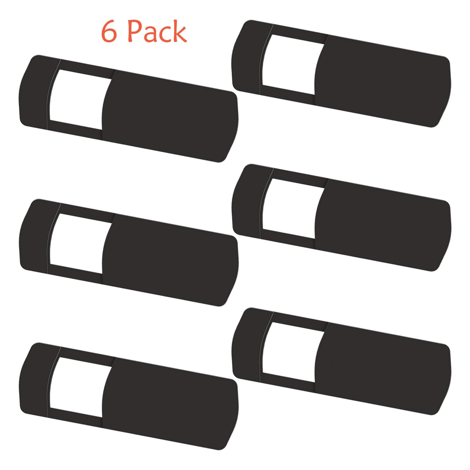 6 Pack Laptop Camera Cover Slide Sticker, Ultra-Thin Webcam Cover Slider Blocker for Laptop MacBook Pro Surface Tablet PC iPad AIO Desktop Computer iPad Echo Show Phones Protect Privacy - Black