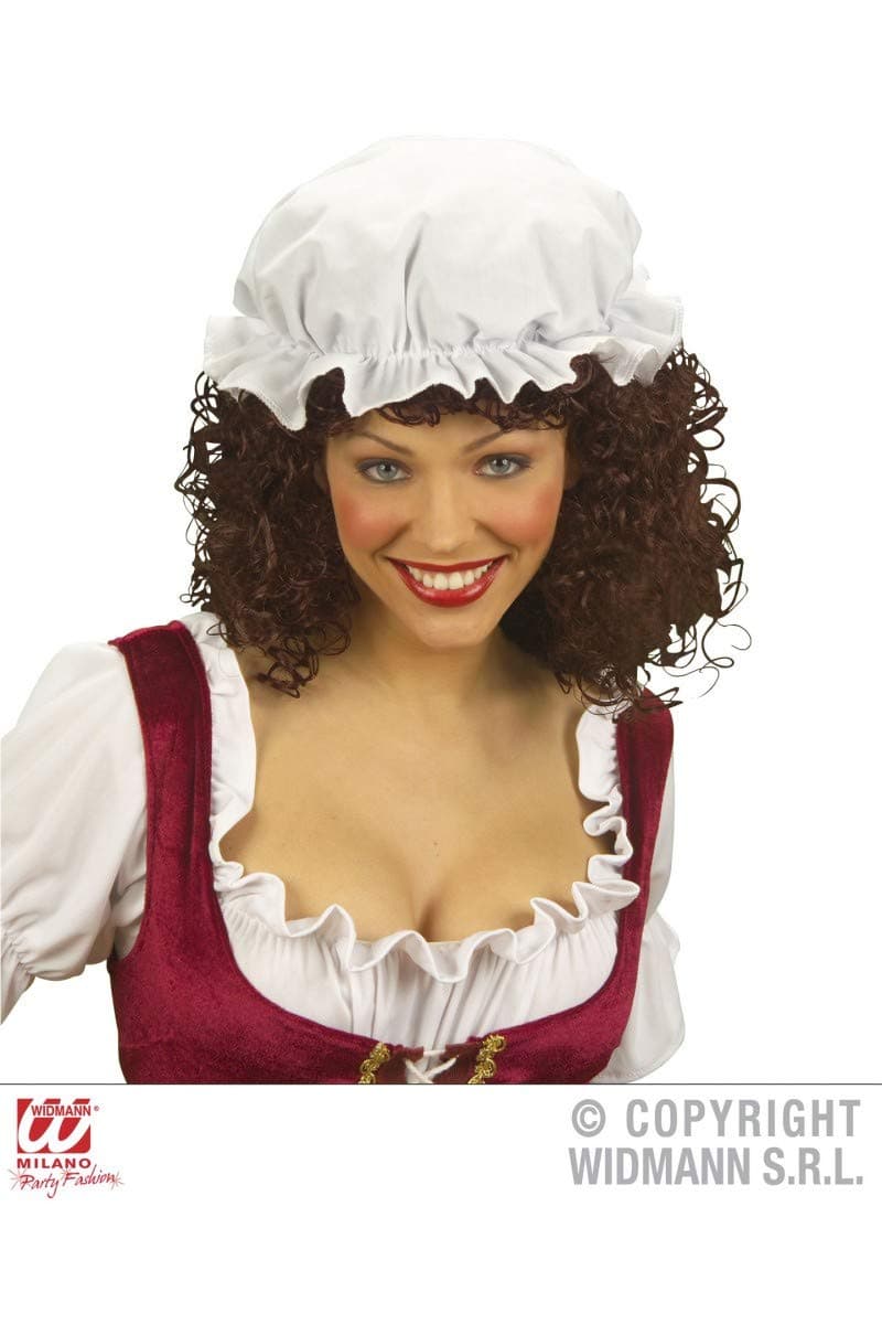 Widmann mop cap for disguise and carnival accessory, fun hat, white color