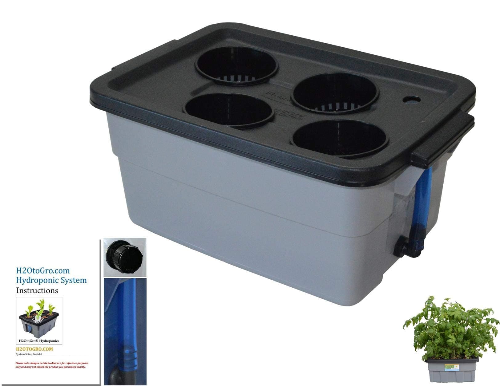 H2OToGro Basic DWC Hydroponic Grow kit #3 4-site