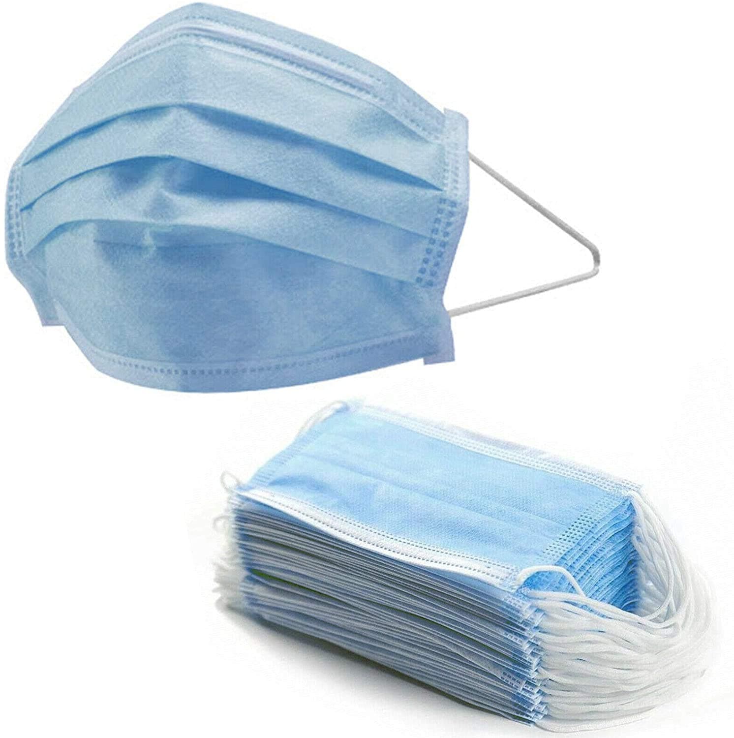 Earloop Face Mask, Sanitary Surgical Face Shields, Dust Mask, Blue (50)