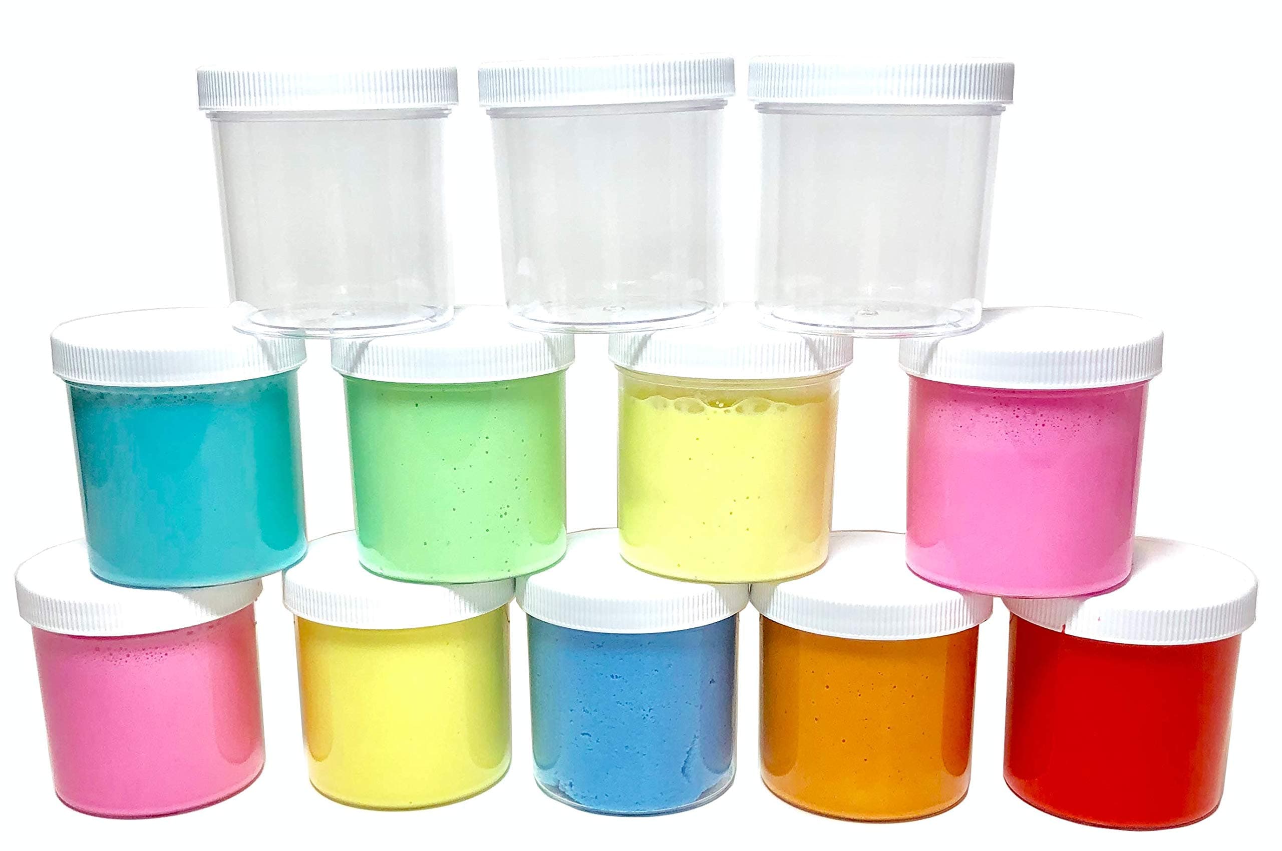 slime storage jars 6 oz in 6, 12, 18 pack - clear all purpose containers - for all glue putty making - art, craft and hobby storage containers … (06)