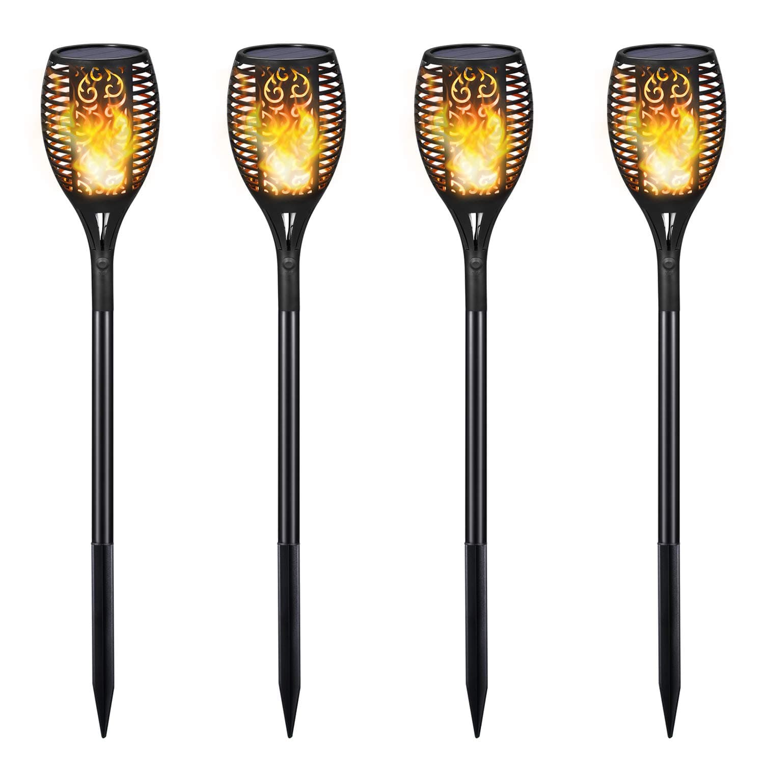 Solar Torch Light, 4 Pack 43" Waterproof Solar Lights Flickering Frame Torch Lights Solar Flame Lights Outdoor Decoration Lighting Dusk to Dawn Auto On/Off for Garden Patio Yard Pathway Driveway