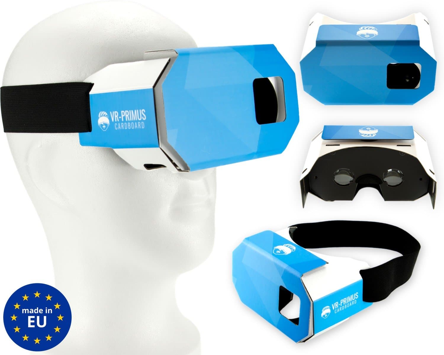 VR-PRIMUS Cardboard - Virtual Reality VR Headset - Lightweight, with nose pad and headband - For Android and iOS smartphones like iPhone, Samsung, HTC, LG, Sony, Huawei, Motorola, ZTE and many more - Compatible with Google Cardboard Apps - 3D video glasses goggles - Made in Europe
