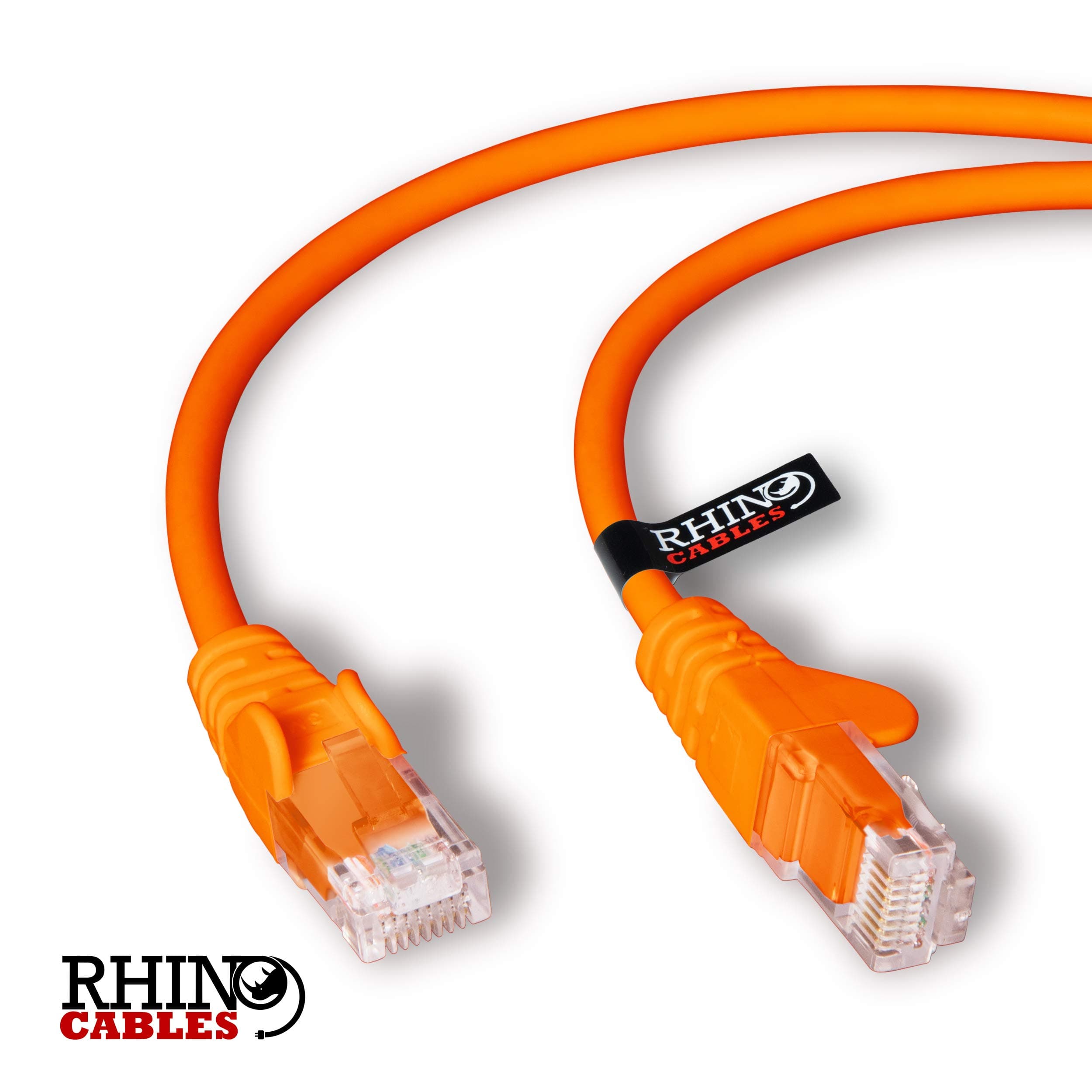 rhinocables CAT5e High-Speed Ethernet Patch Network Cable for LAN — Snagless Cable with RJ45 Connector Lead — Ideal for Internet, Router, Modem, Smart TV, PC & Laptop (0.12m (12cm), Orange)