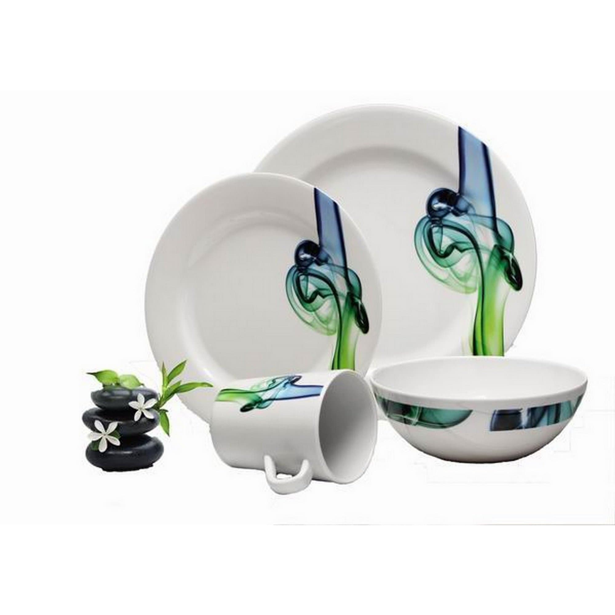 Reimo Lucca Melamine Dinner Set (16 Piece) (One Size) (White/Blue/Green)