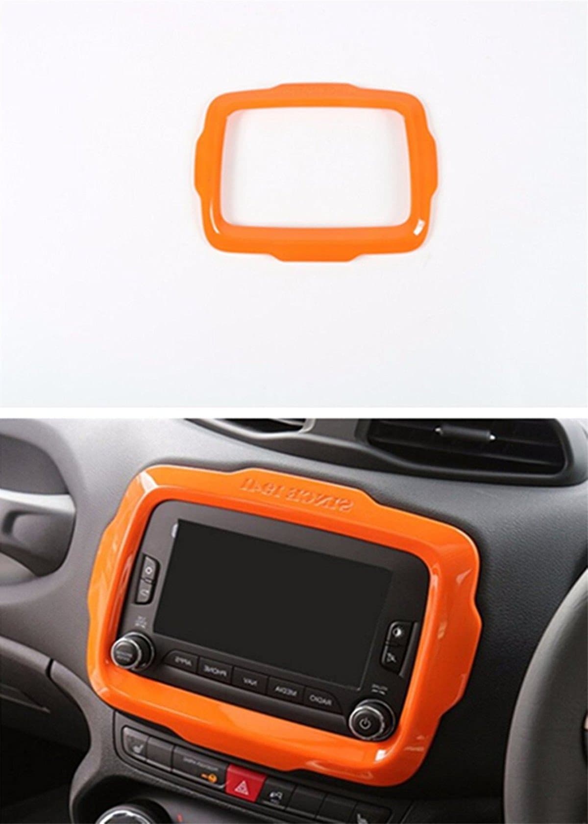Dwindish ABS Dash Board Car DVD Player GPS Frame Trim Cover For Jeep Renegade 2015 Up Orange