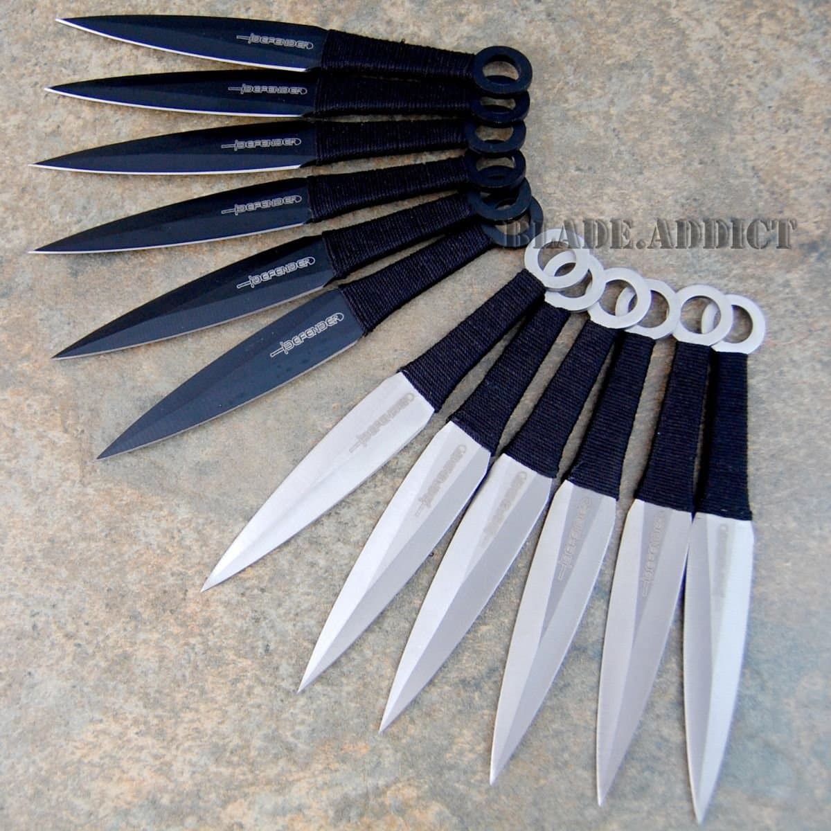 12 Pc 6" Ninja Tactical Combat Naruto Kunai Throwing Knife Set w/ Sheath Hunting