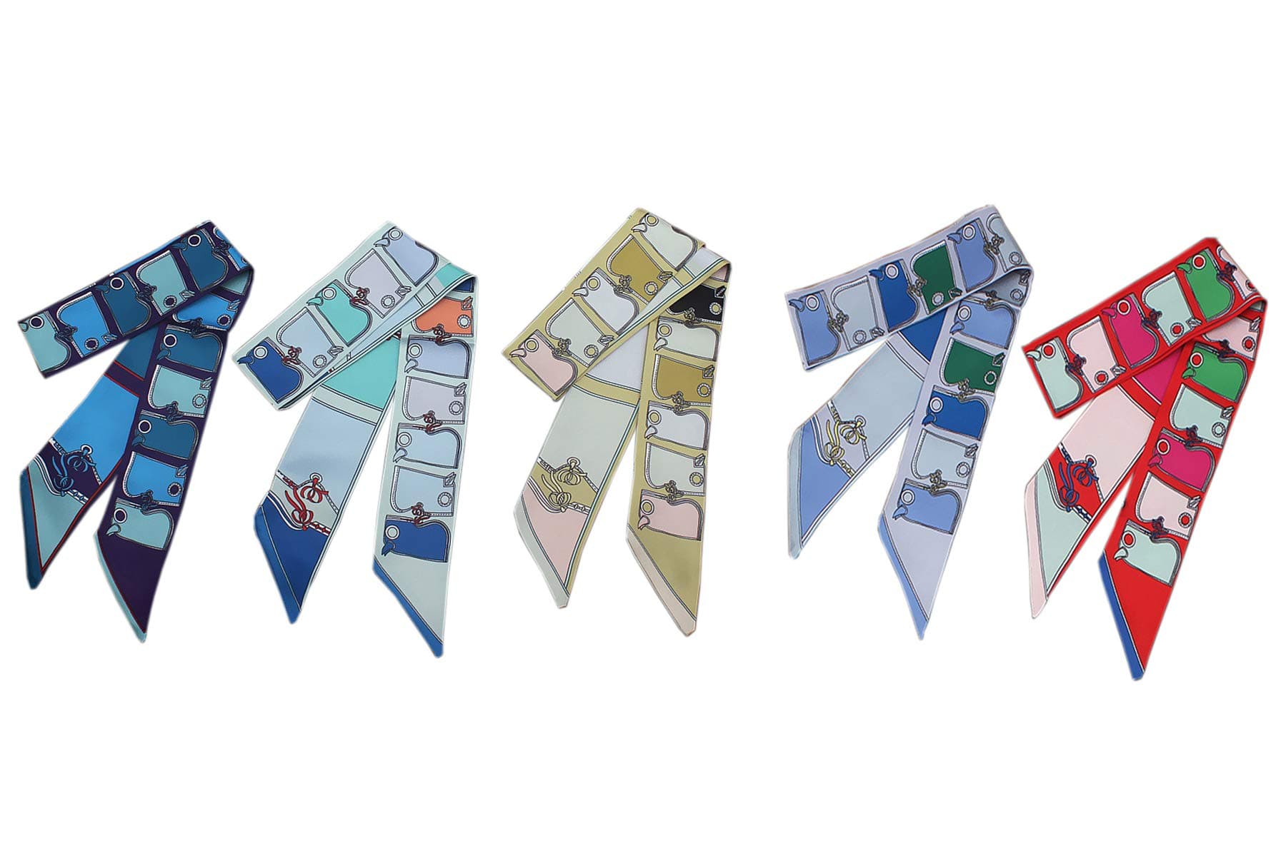 Uainhrt 5pcs Creative Multiple Chains Pattern Bag Handbag Handle Ribbon Scarf Hair Head Band Neck Scarf Neckerchief Scarf Head Wrap Fashion Gifts