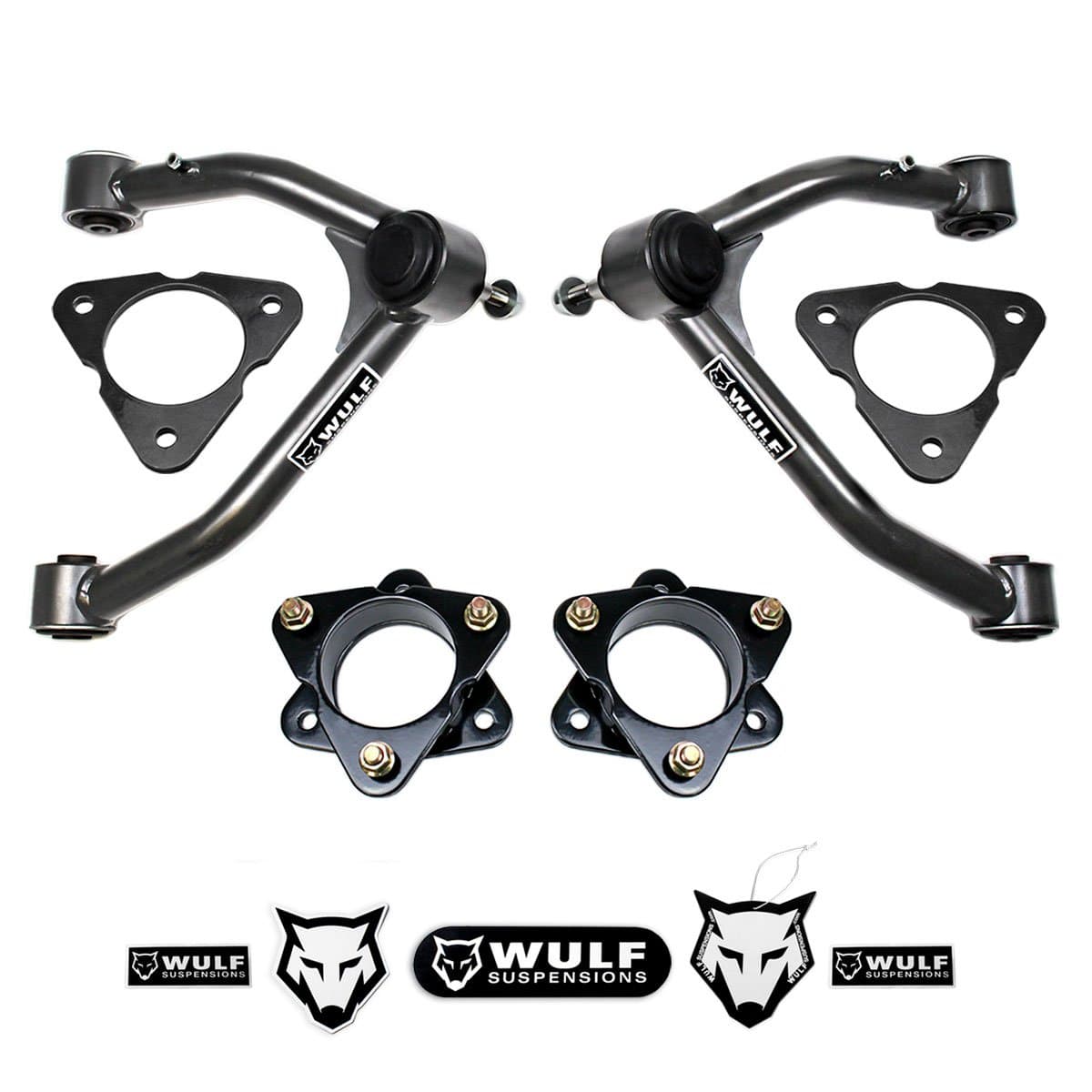 WULF 3.5" Front Adj Leveling Lift Kit with Upper Control Arms compatible with 2007-2016 Chevy Tahoe Suburban GMC Yukon 2WD 4X4