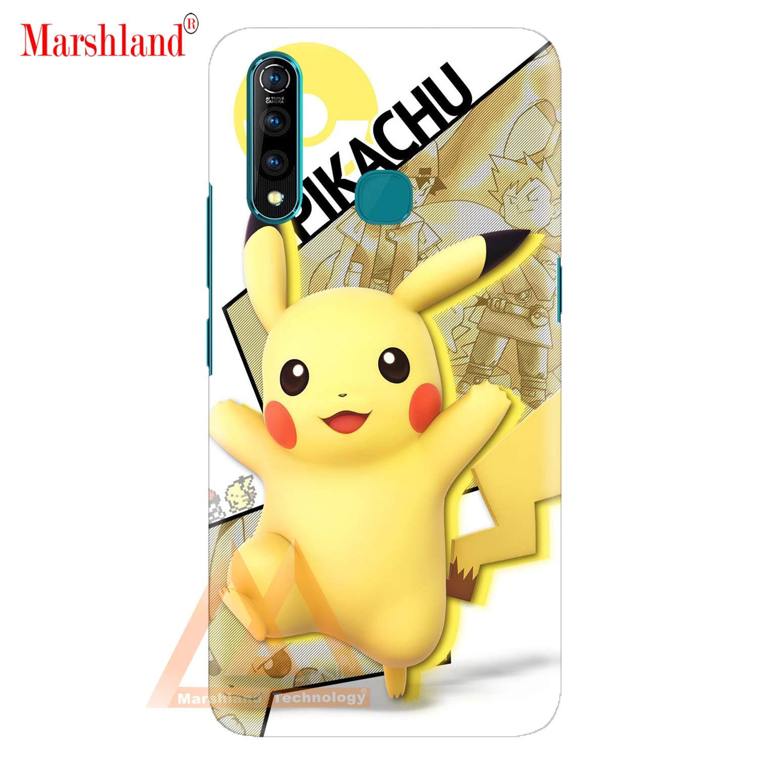 MARSHLAND Latest Pikachu Character Pattern Printed Design Hard Shell Case Back Cover Compatible for Vivo Z5X