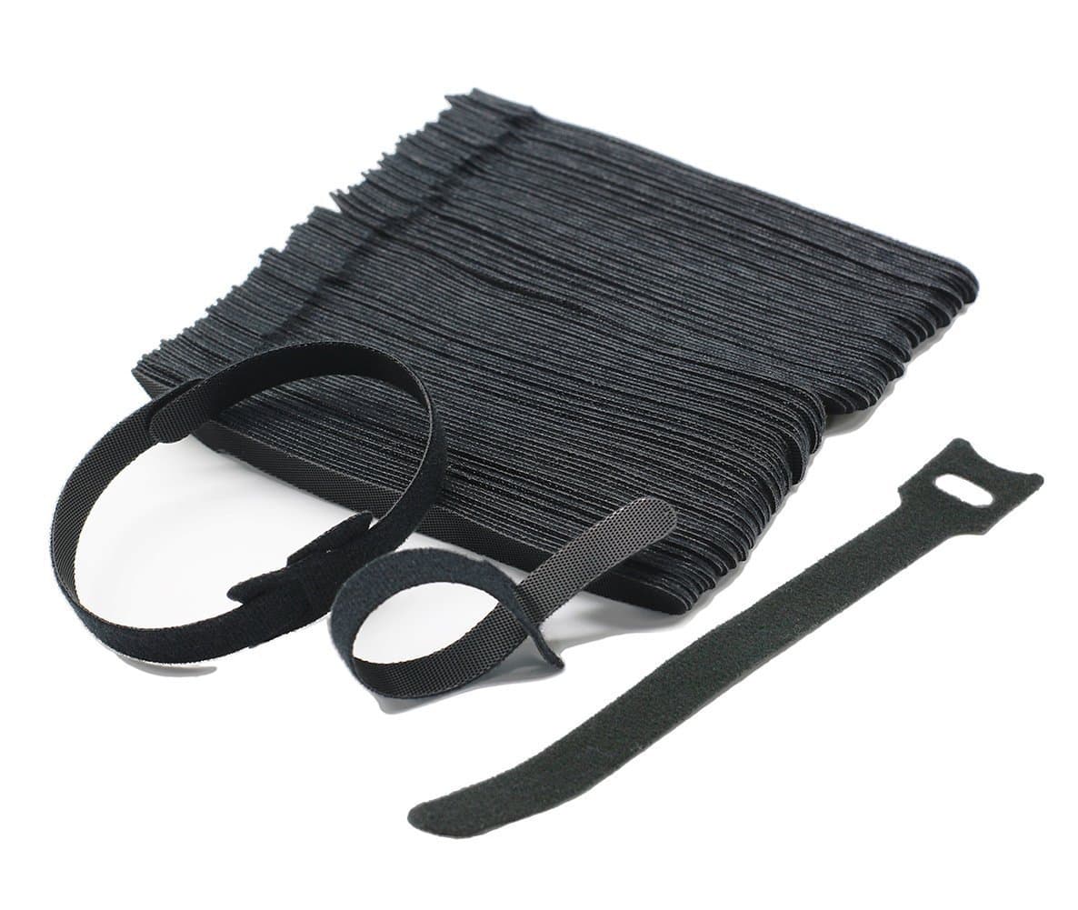 Lustre Black Adjustable Strap Reusable Cable Ties Tidy Wrap Hook & Loop 10mm x 150mm (100pcs)
