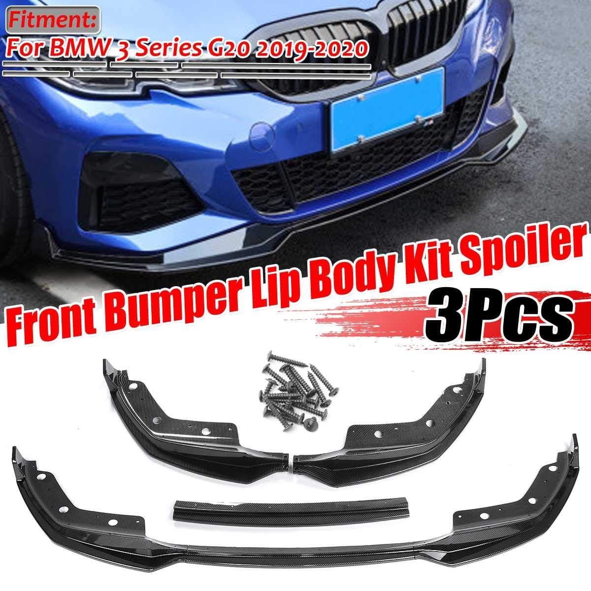 BANIKOP 3PCS Car Front Bumper Lip Spoiler Splitter Diffuser Detachable Body Kit Cover Guard,For BMW 3 Series G20 2019 2020