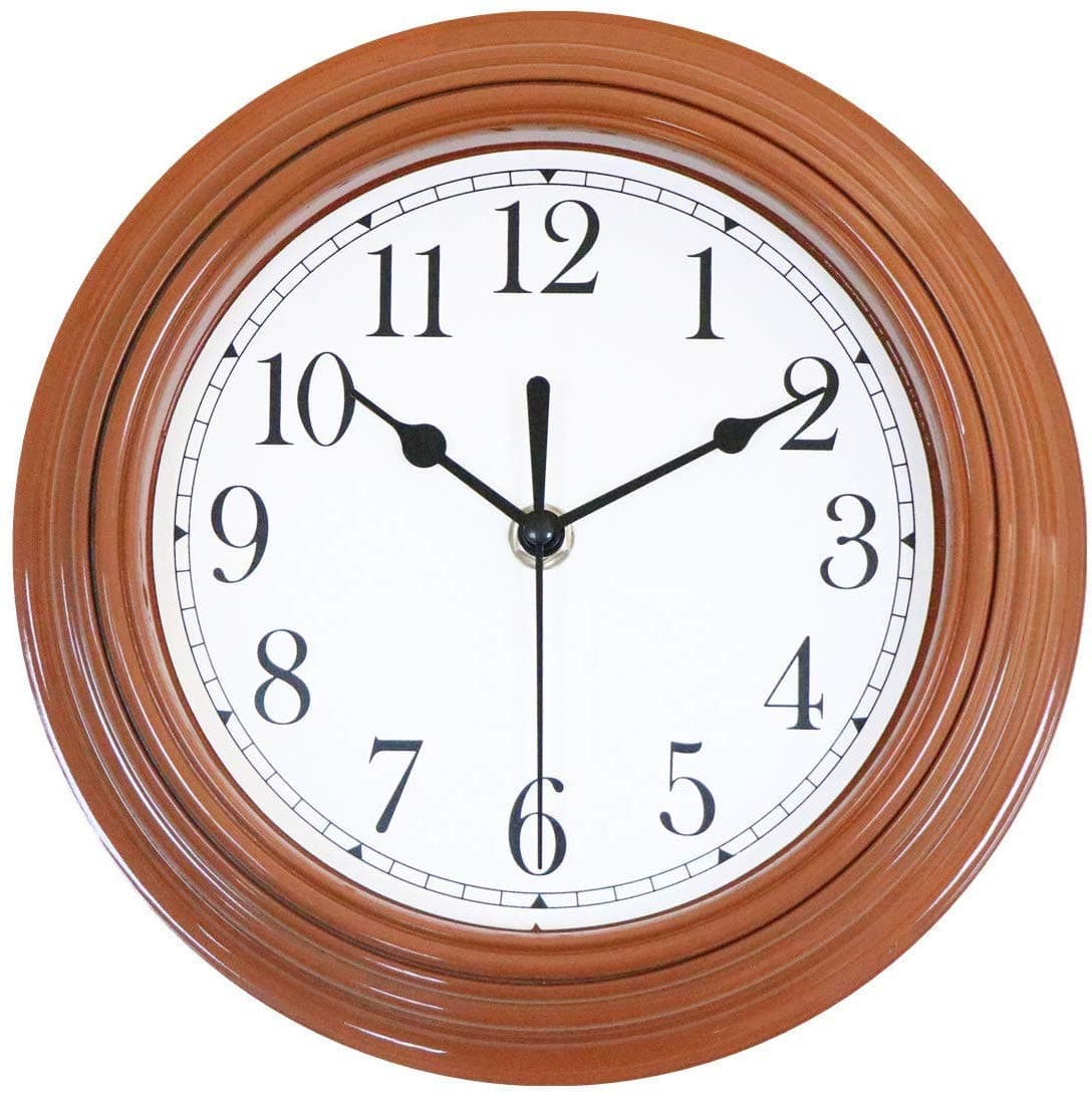 Foxtop Kitchen Wall Clock Silent Non-Ticking Quartz Decorative Easy to Read Clock for Kitchen Home (23cm, Brown)