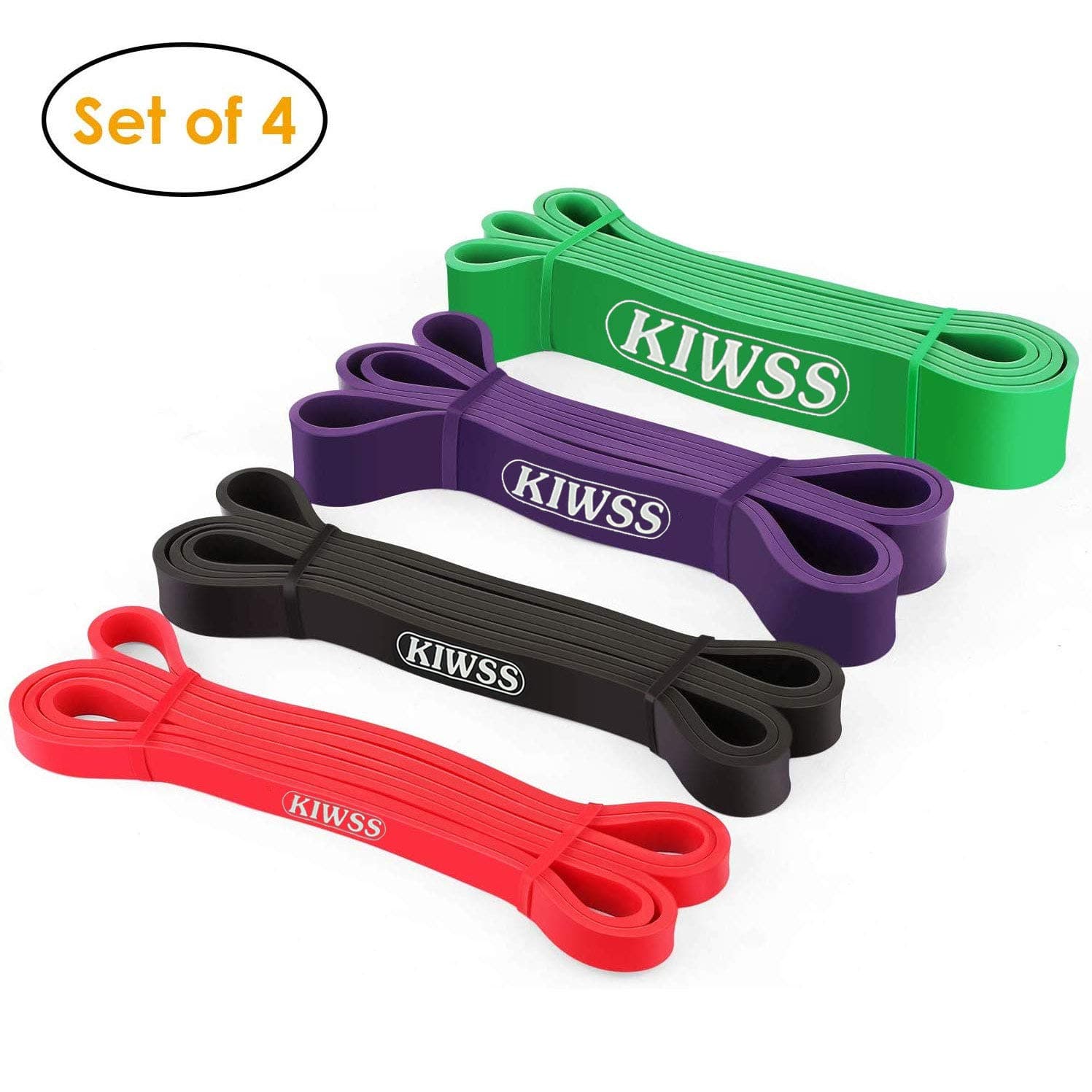 ZEIGER Pull Up Assist Bands, Resistance Bands Set, Workout Bands, Heavy Duty Exercise Bands for Body Stretching, Powerlifting Set of 4