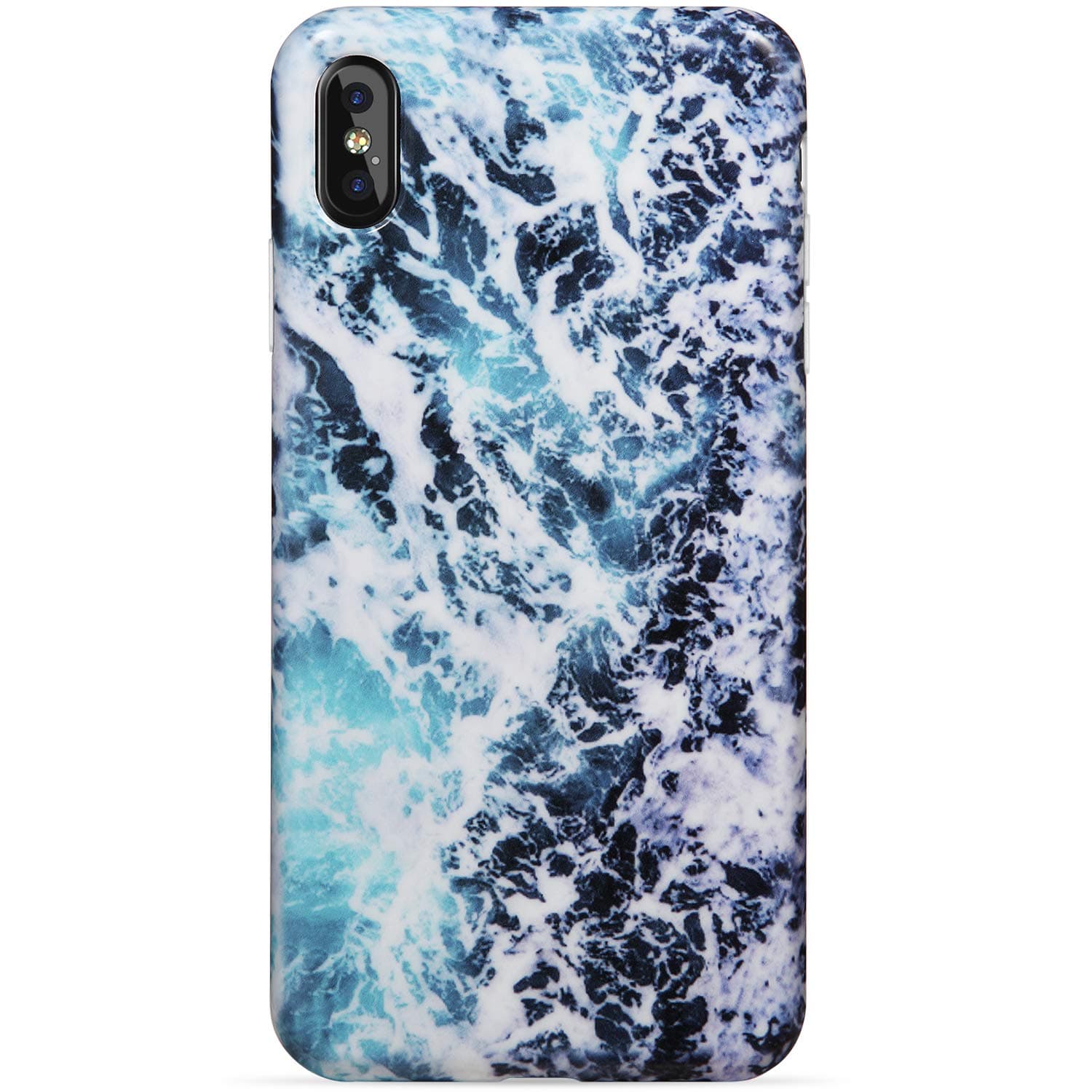 iPhone Xs Max Case,LUMARKE Cute Blue White Sea Waves for Men Women Girls,Slim-Fit Matte TPU Clear Bumper Soft Rubber Silicone Best Protective Thin Cover Fashion Phone Case for iPhone Xs Max [6.5"]