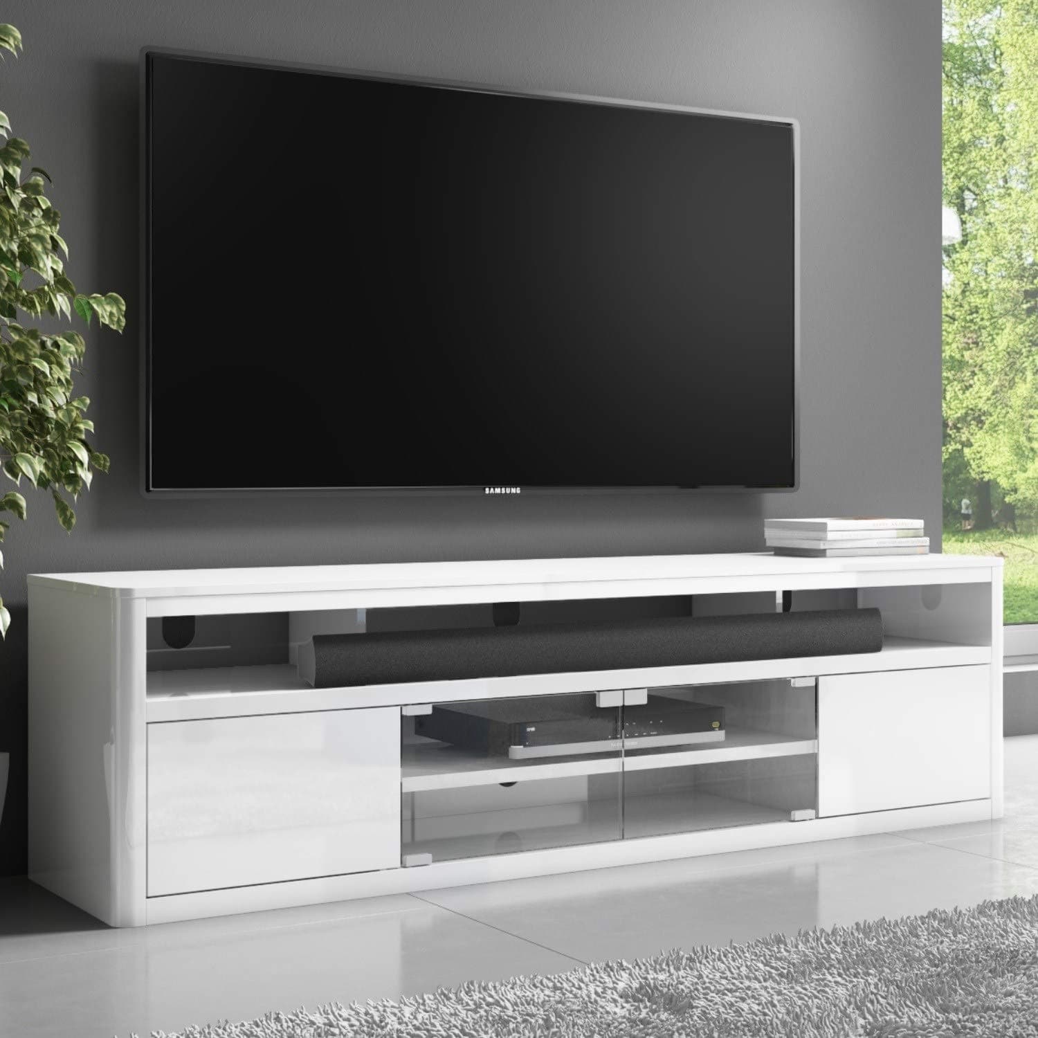 Evoque White High Gloss Media TV Unit Stand
