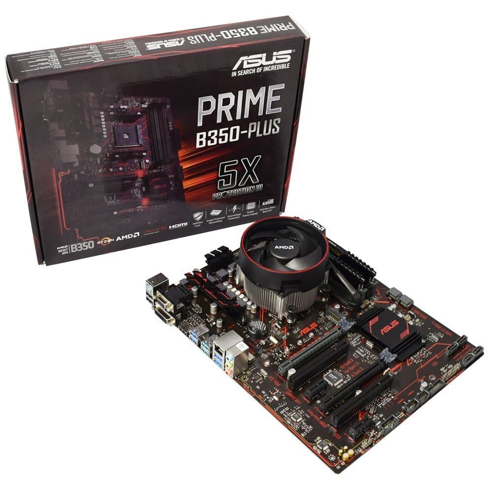 ADMI COMPONENT BUNDLE: AMD Ryzen 5 1600 Six Core 3.6GHz CPU, Asus PRIME B350-PLUS Motherboard Bundle - No RAM - (USB 3.1 HDMI 1080p 4K Enhanced Gaming Audio