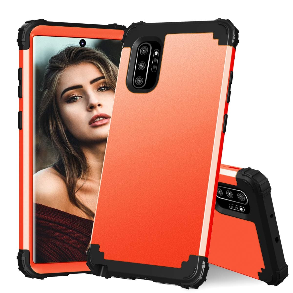 ZHOGTNEG Galaxy Note 10 Plus/Pro Case,3-in-1 Hard PC & Soft Silicone Hybrid Design Heavy Duty Case with Anti-Scratch Shockproof Bumper Cover for Samsung Galaxy Note 10 Plus/Pro (Coral Red/Black)