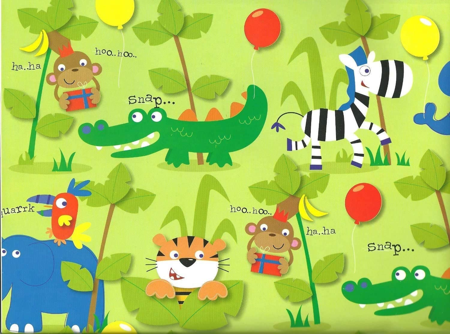 Gift Wrap in a Jungle Theme for a Young Child Including Gift tag/s. Luxury Wrapping Paper for a Gift for a Small Child who Loves Animals! (3 Sheets 1 tag)
