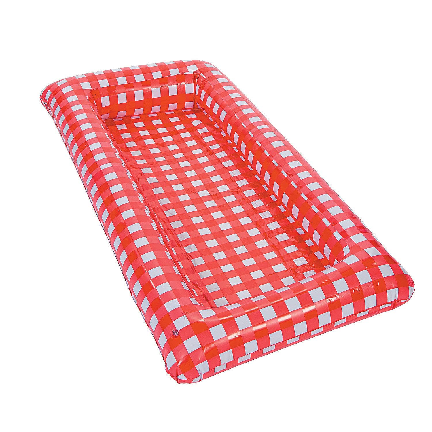 Fun Express Red Gingham Inflatable Buffet Cooler - Over 4 feet Long - Party Supplies