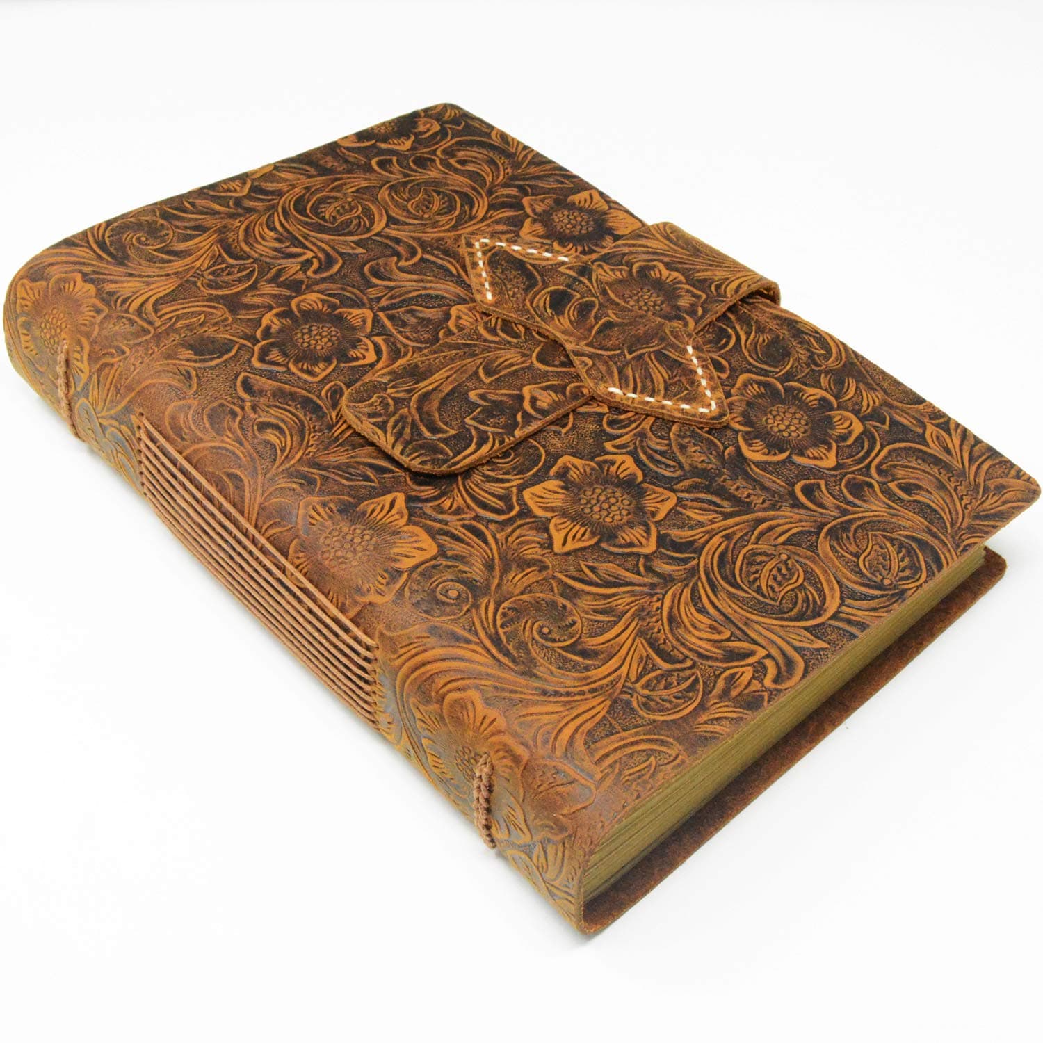 Handmade Notebook - Antique Leather-Bound A5 Daily Note Pads for Men & Women, Best Gift for Art Sketchbook,Unlined Kraft Paper,Travel Diary & Journals to Write in (Brown, A5:22 * 15CM)