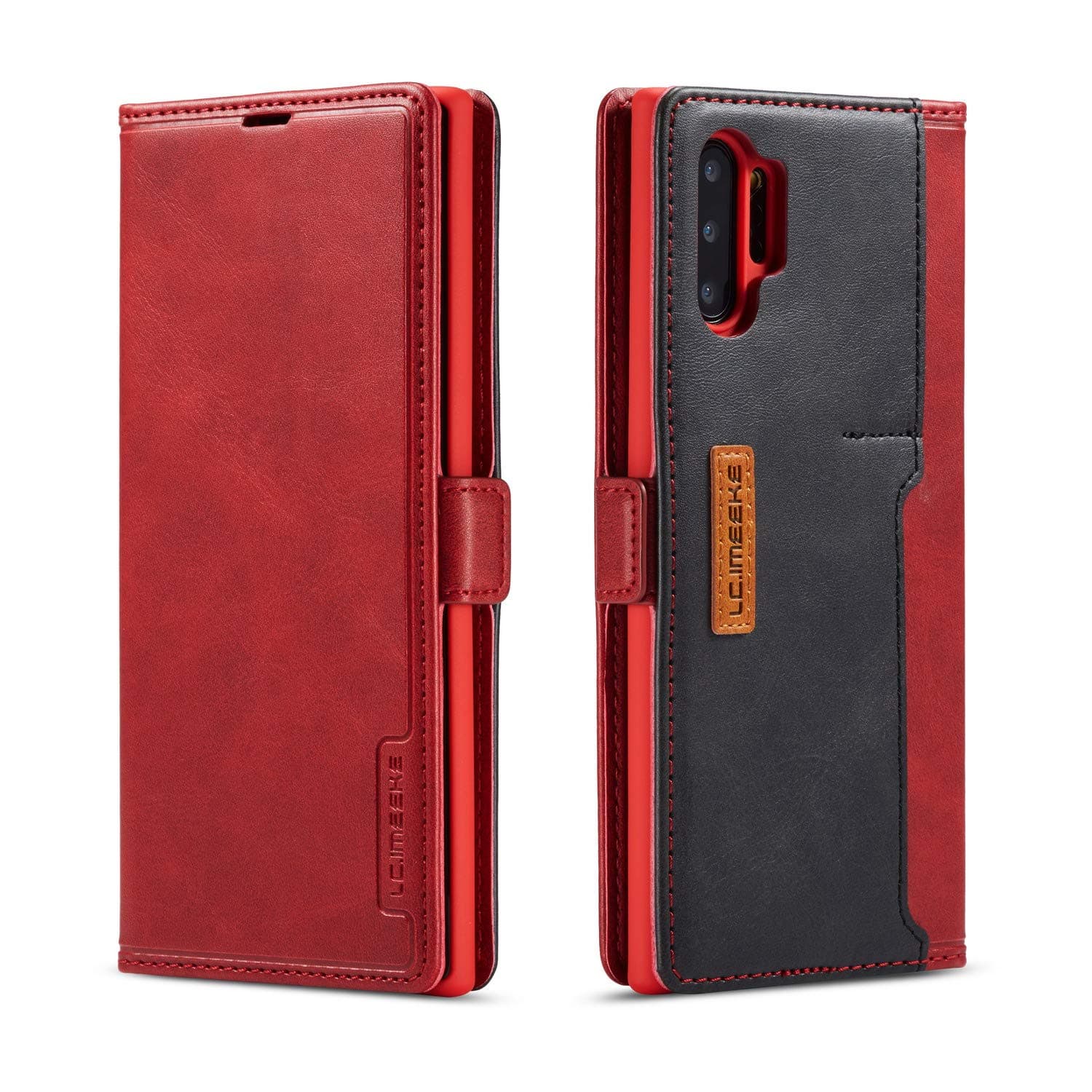 DEFBSC Samsung Galaxy Note 10 Case, PU Leather Folio Flip Book Wallet Case with Card Slots Holder Pocket, Magnetic Closure Shockproof Bumper Protection Case for Samsung Note 10,Red