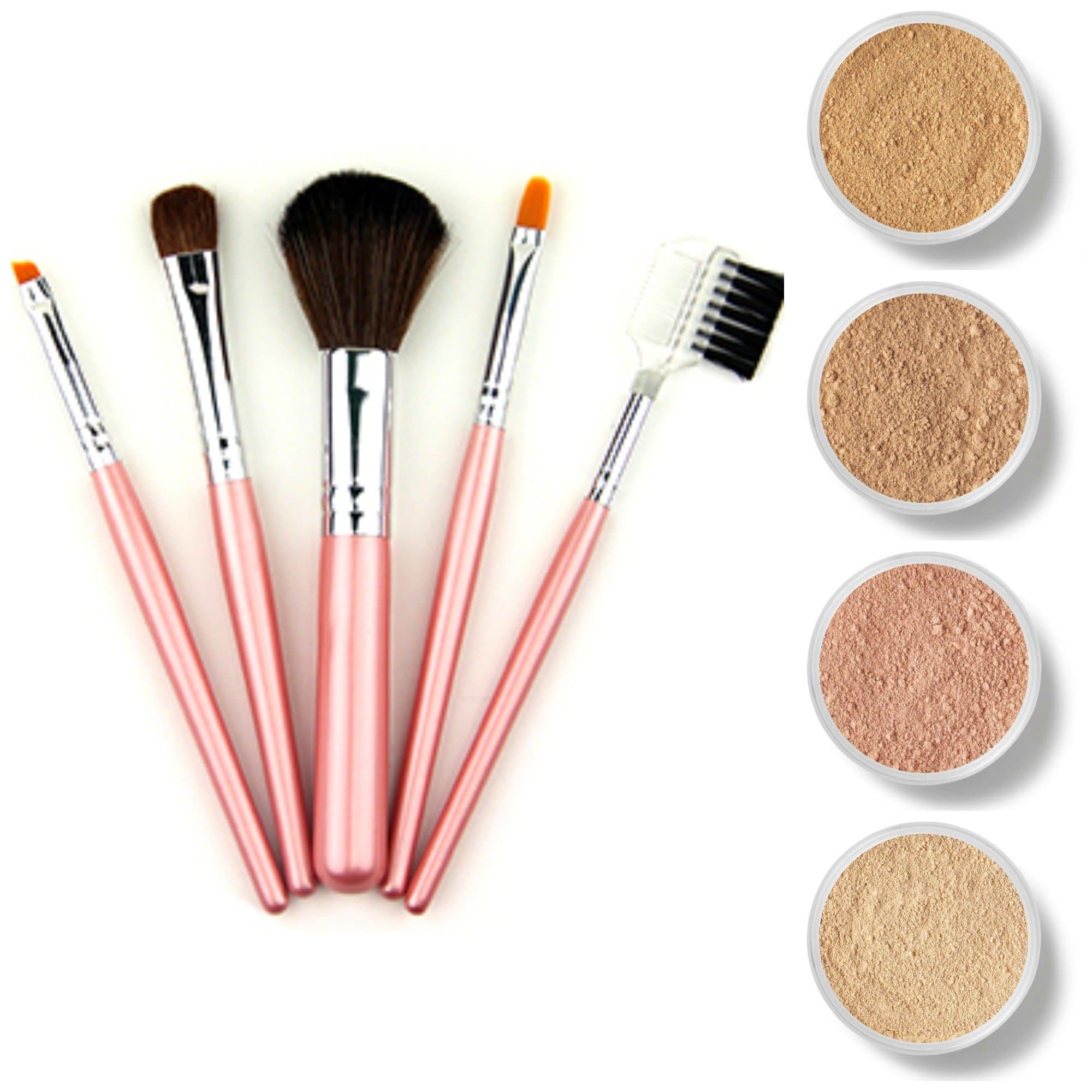 TRY ME KIT w/MINI BRUSH SET (LIGHT & FAIR 1) Mineral Makeup Sample Size Matte Foundation Bare Skin Powder