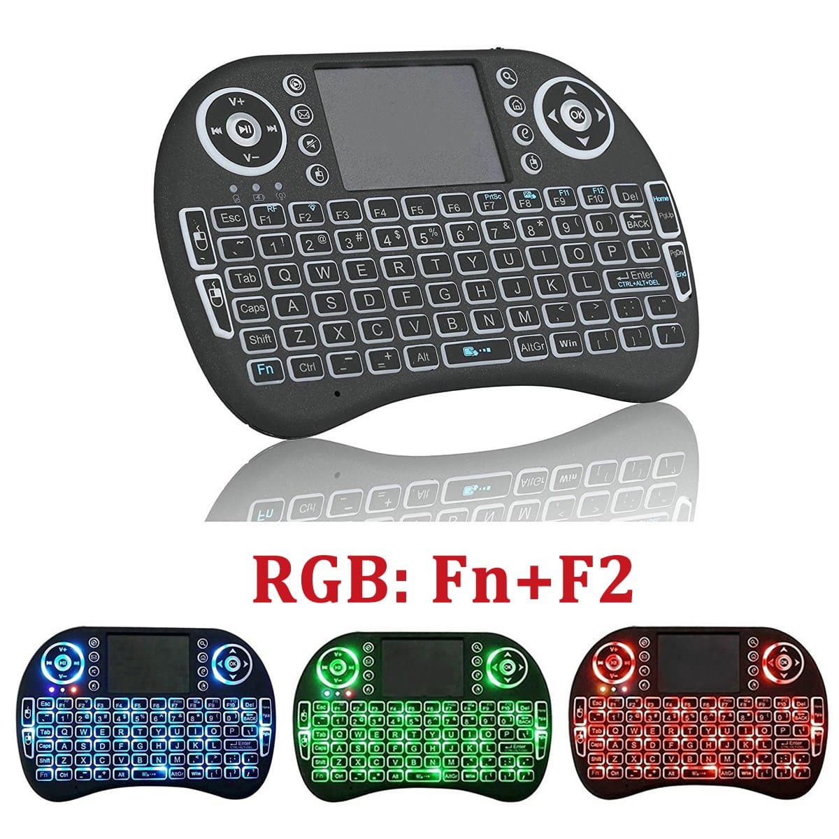 Backlit Mini Wireless Keyboard and Mouse Combo with Touchpad QWERTY, 2.4 GHz Rechargeable Remote Control for Android Smart TV Box PC/Windows Mac Linux