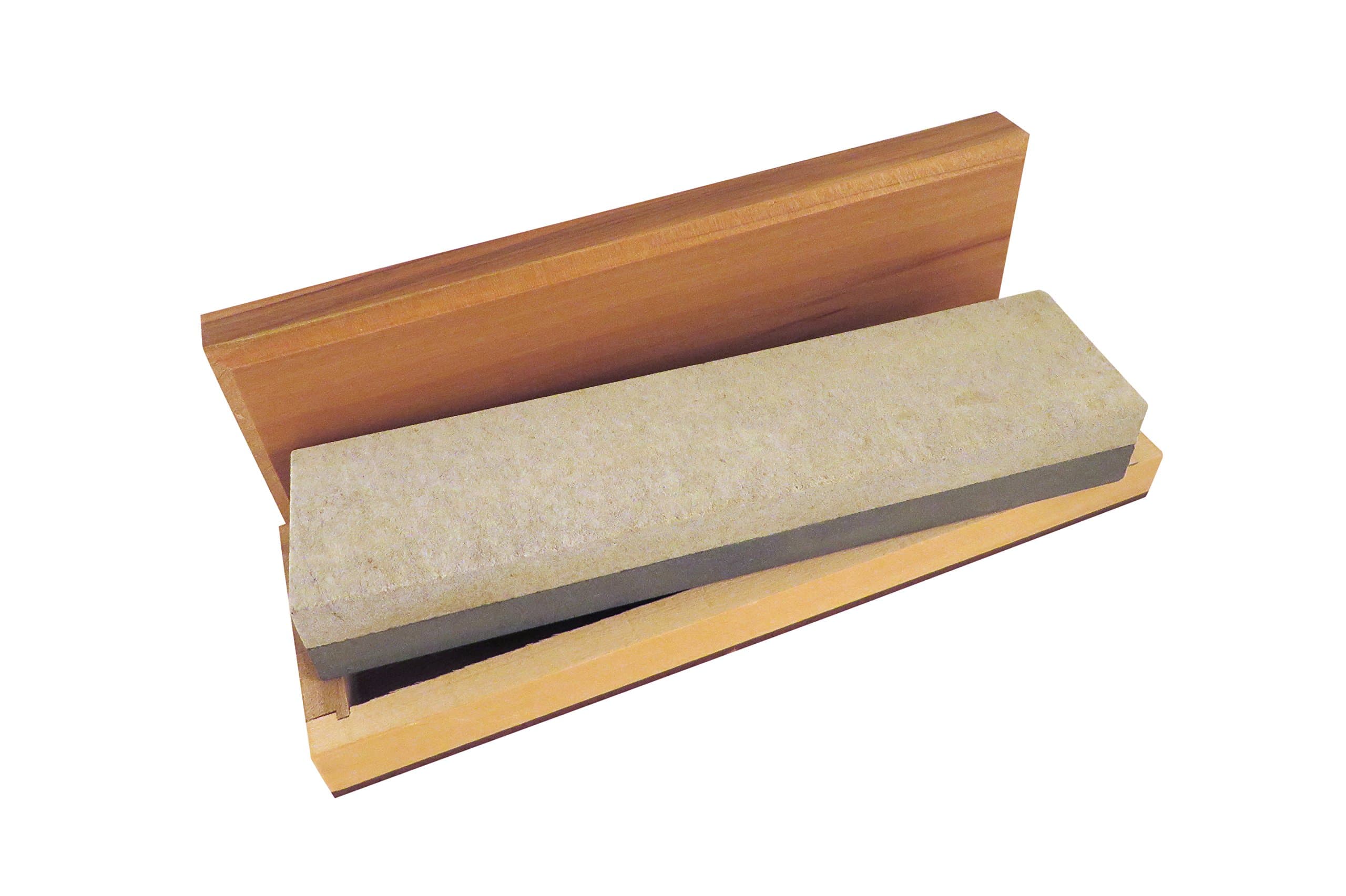Natural Authentic Combination Soft (Medium) and Black (Ultra Fine) Knife Sharpening Bench Stone Whetstone 8" x 2" x 1" in Wood Box NWS-B/S-8x2x1