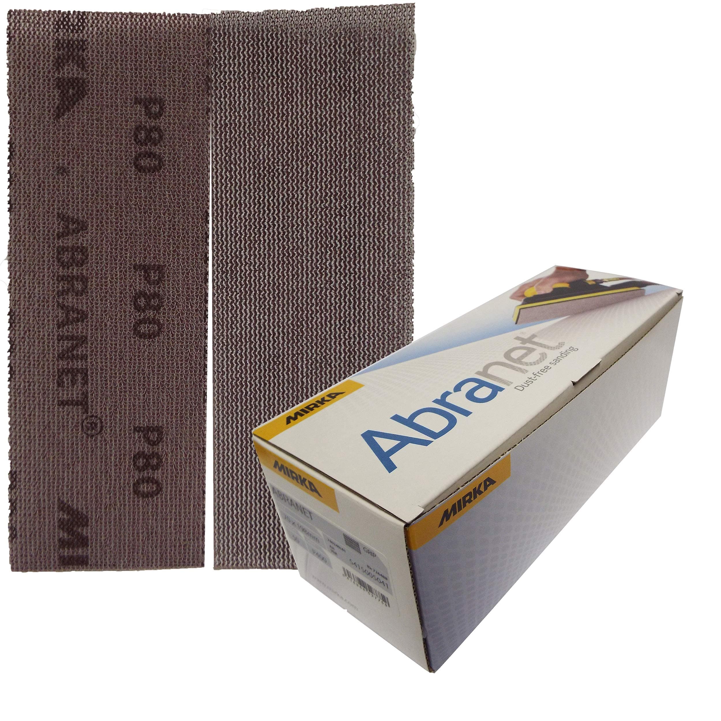 Mirka 5415005080 P80 Grit Abranet Abrasive Hook'N'Loop HookIt Hook-it Sanding Strips Pack of 50 70mm x 198mm P400 Grit 70x198mm dust Free Very Uniform Scratch Pattern Leaving an Ultra Smooth Finish