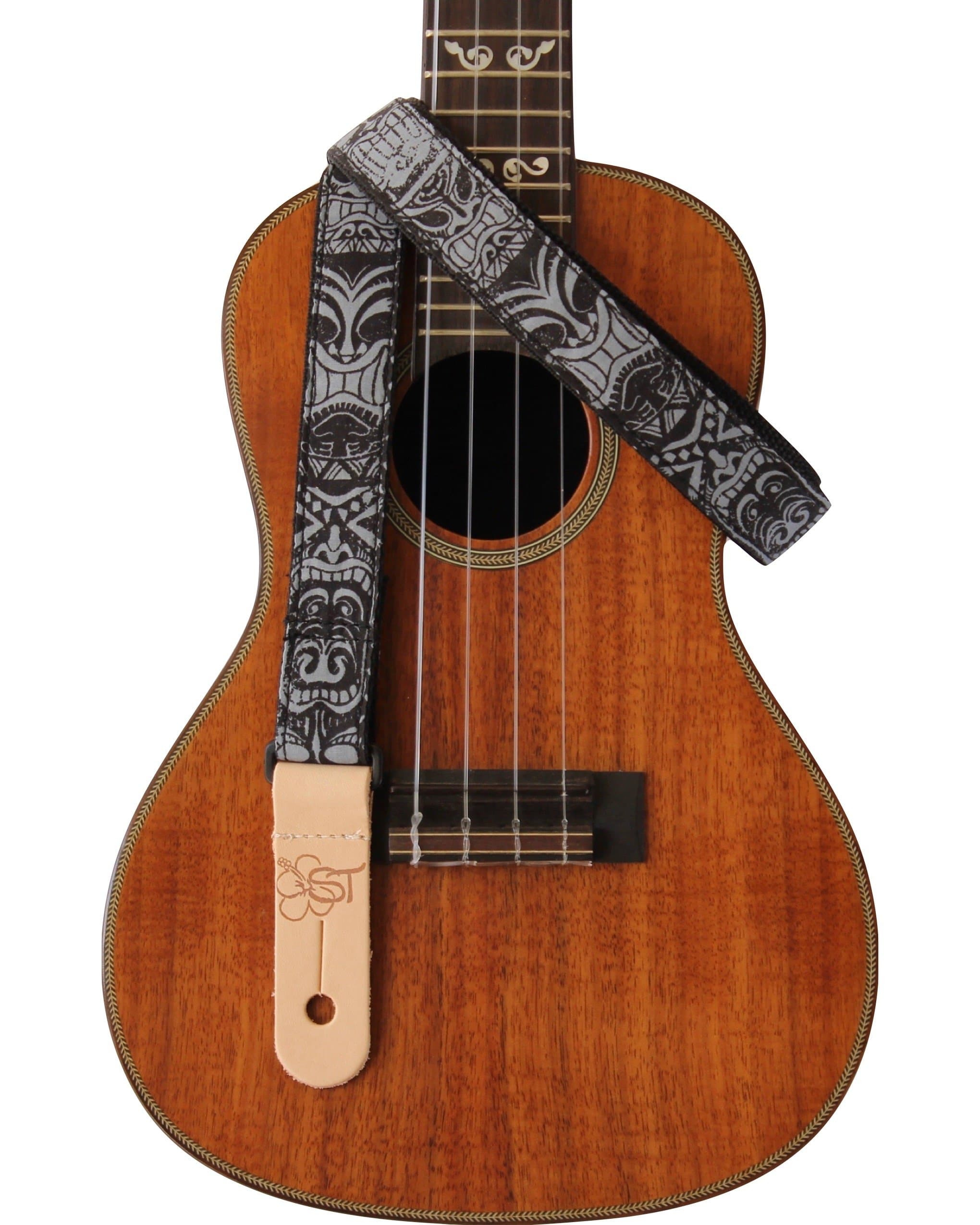 Sherrins Threads 1-Inch Ukulele Strap - Black Tiki