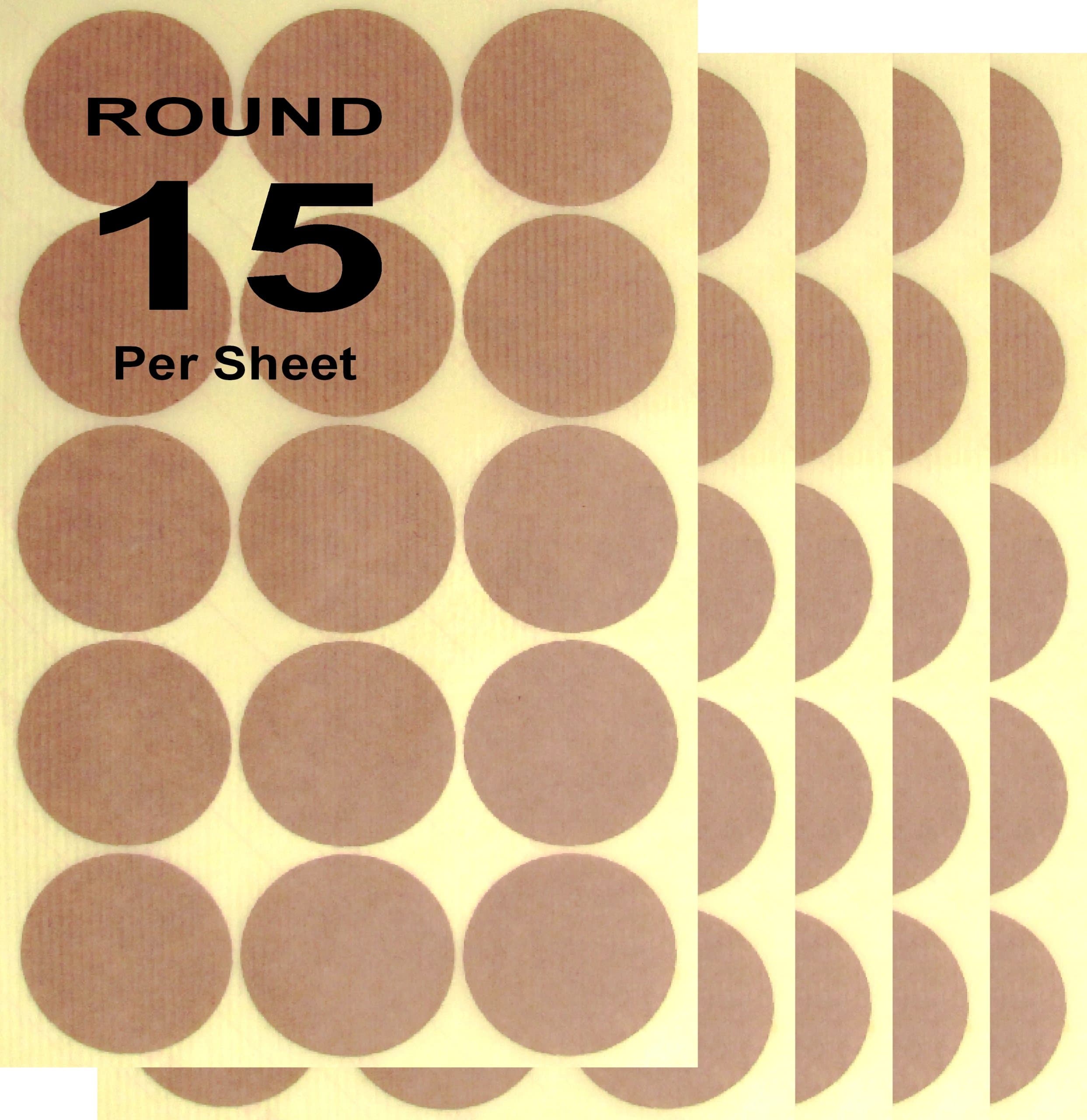 75 Round Buff Parcel Paper Self Adhesive Laser Ink Jet Printer Labels - 5 A4 Sheets x 15 Labels