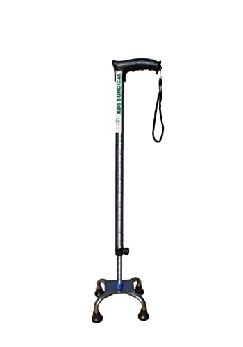 Quadripod 4 Leg Antique Silver Height Adjustable Walking Stick