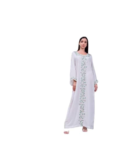 Women White Shimmer Kaftaan