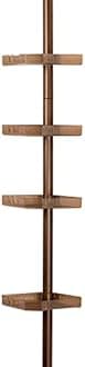 Bath Bliss 4 Tier Tensions Corner Shower Caddy | Shelves | Adjustable 48“-101” | Bathroom Organizer | Bathtub and Shower Stall | Holds Large Bottles | Soap | Shampoo | Washcloths | Bronze