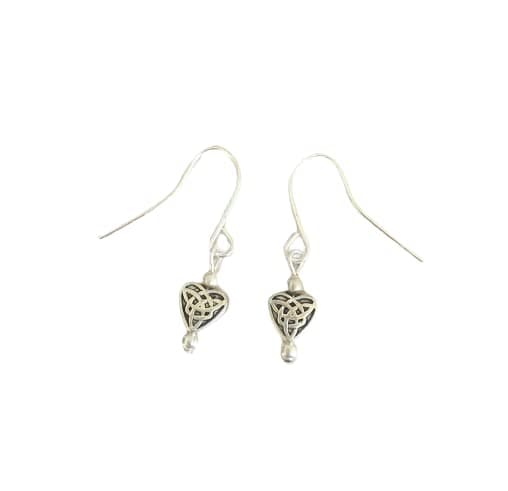 Irish Celtic Knot Heart Dangle Earrings