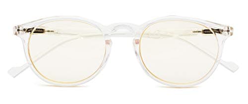 Ladies Computer Glasses Round Oval Blue Light Filter Reading Eyeglasses Women(Clear) +3.0