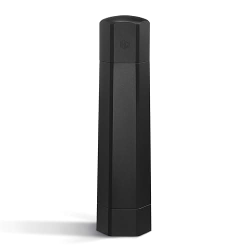 HexClad Professional Grade, Heavy Duty Pepper Mill Grinder- Refillable, Black Aluminum Mono-Chrome Pepper Mill with Adjustable Coarseness