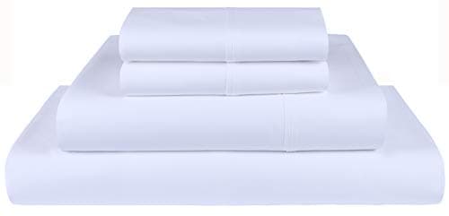 Threadmill Luxury 800 Thread Count Twin 100% Cotton Sheets - Hotel White Sateen Weave Bed-Sheets, Better Than Egyptian Cotton,3 Pc Solid Soft Bedding Set, Fits 15" Deep PocketOEKO-TEX STANDARD 100