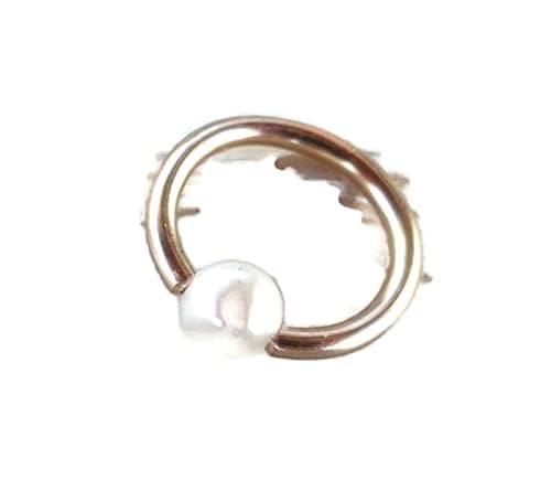 14K Solid Gold BCR Captive Fresh Water Pearl Septum,Upper Ear Daith Rook Tragus